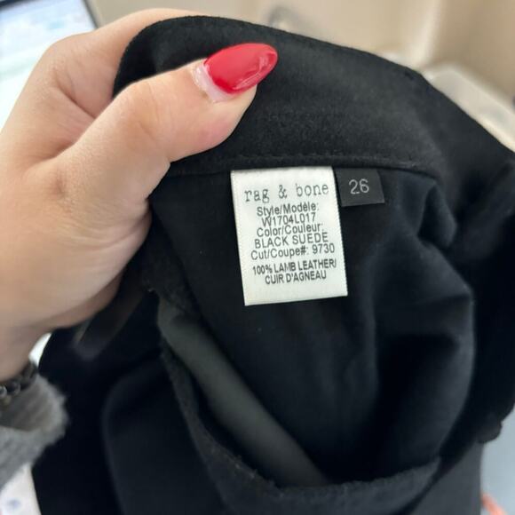 Rag & Bone Dash Suede Lamb Leather Crop Pants Black Size 26 - Picture 7 of 7